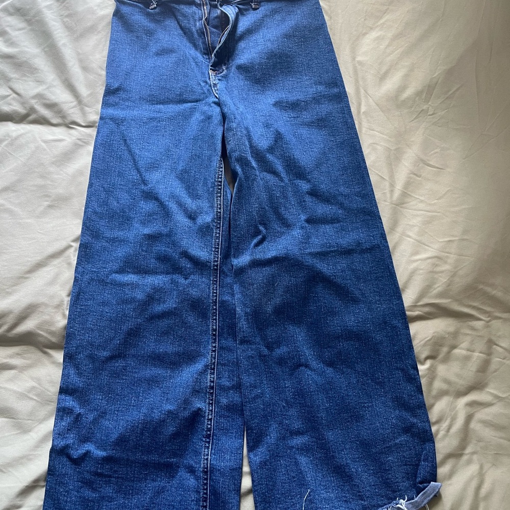 Zara Women's Blue Wide-Leg Jeans